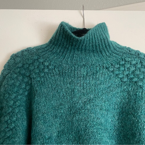 NWT Free People Bradley Pullover Sweater Alpine Heather Teal Green Small - Picture 3 of 6